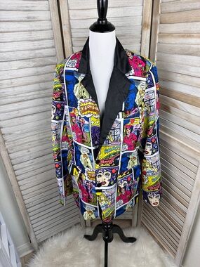 Stylish Whimsical Dopemine Pop Art Printed Blazer Suit Jacket Tux Style XL